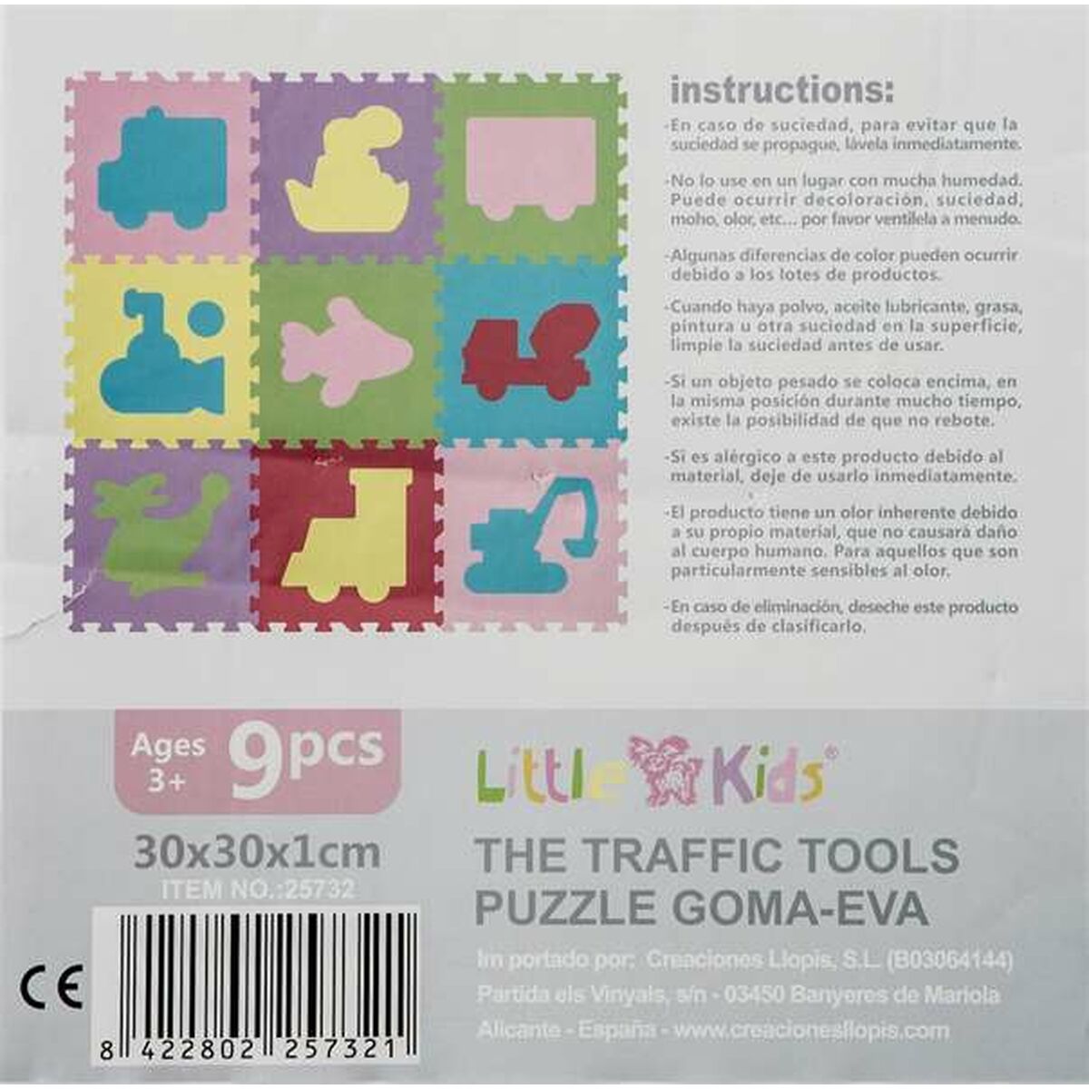 Puzzle Infantil 9 Piezas 30 x 30 x 1 cm Transportes