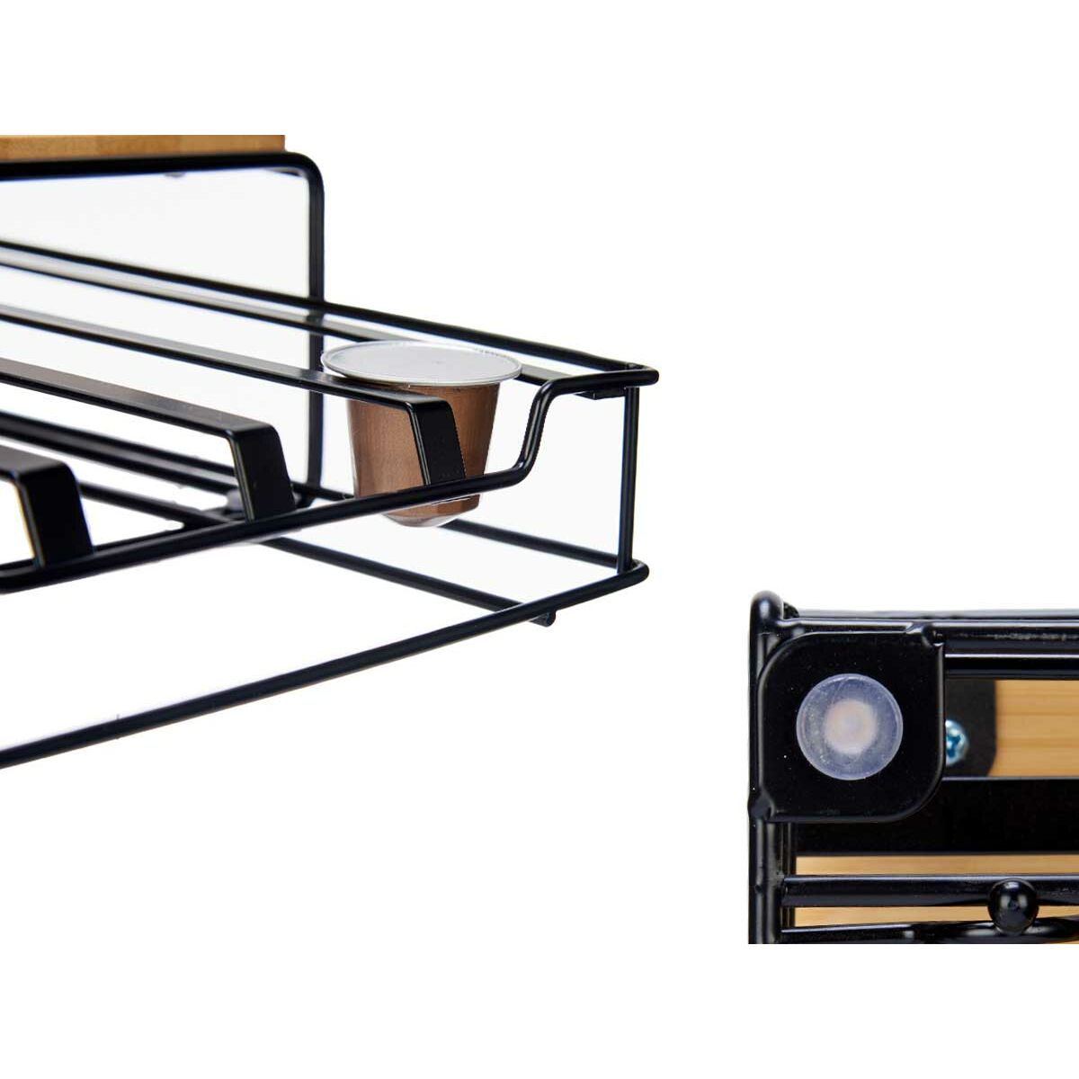 Organizador de Cápsulas de Café Kinvara Marrón Negro Natural Metal Bambú 21 x 57 x 8,5 cm 21 x 7,5 x 31 cm 21 x 8,5 x 31 cm