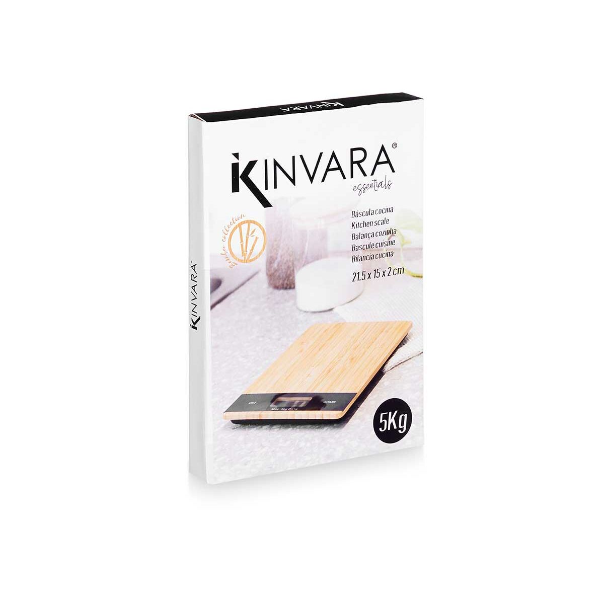Báscula Digital de Cocina Kinvara Negro Natural 5 kg