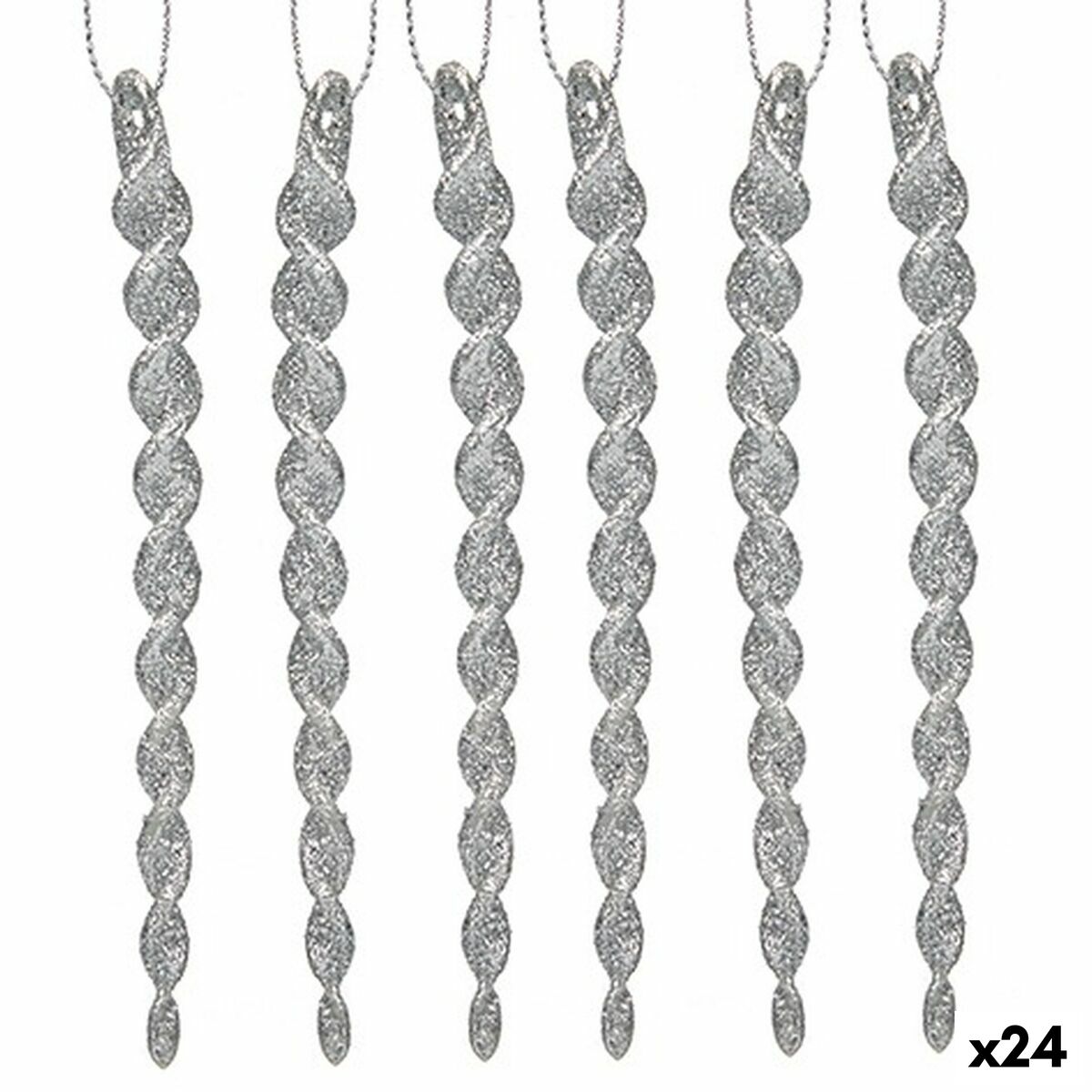 Adorno Navideño Krist+ Plateado Plástico Purpurina 13,5 x 1 x 5,5 cm 10,5 x 21 x 1 cm (24 Unidades)