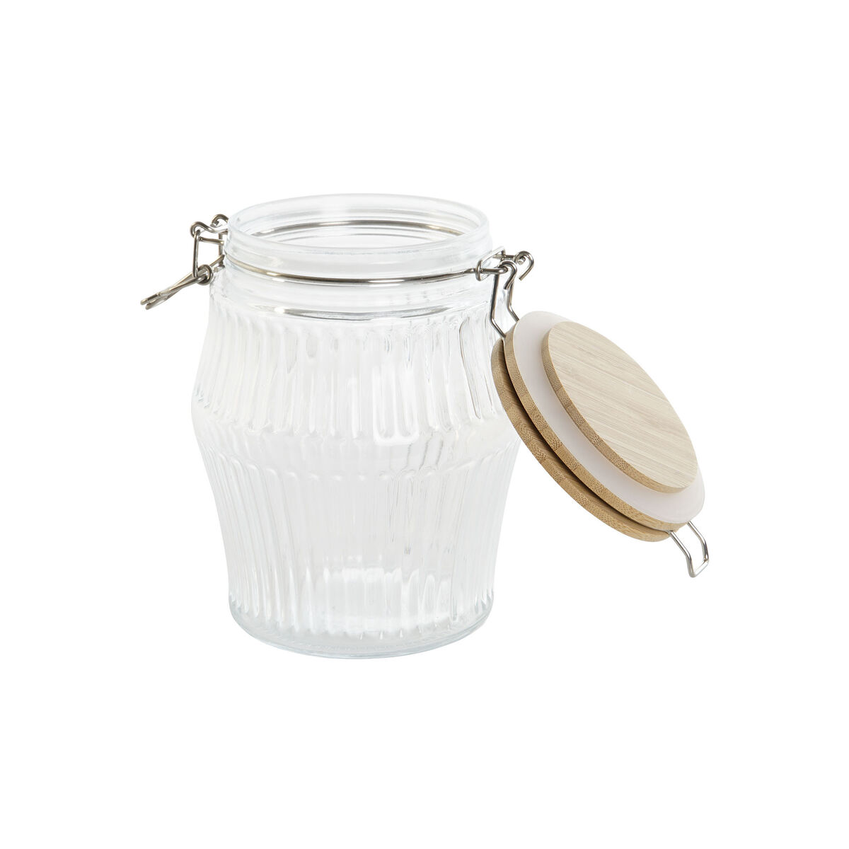 Set de 3 Botes Home ESPRIT Transparente Silicona Bambú Cristal 13,5 x 13,5 x 27 cm