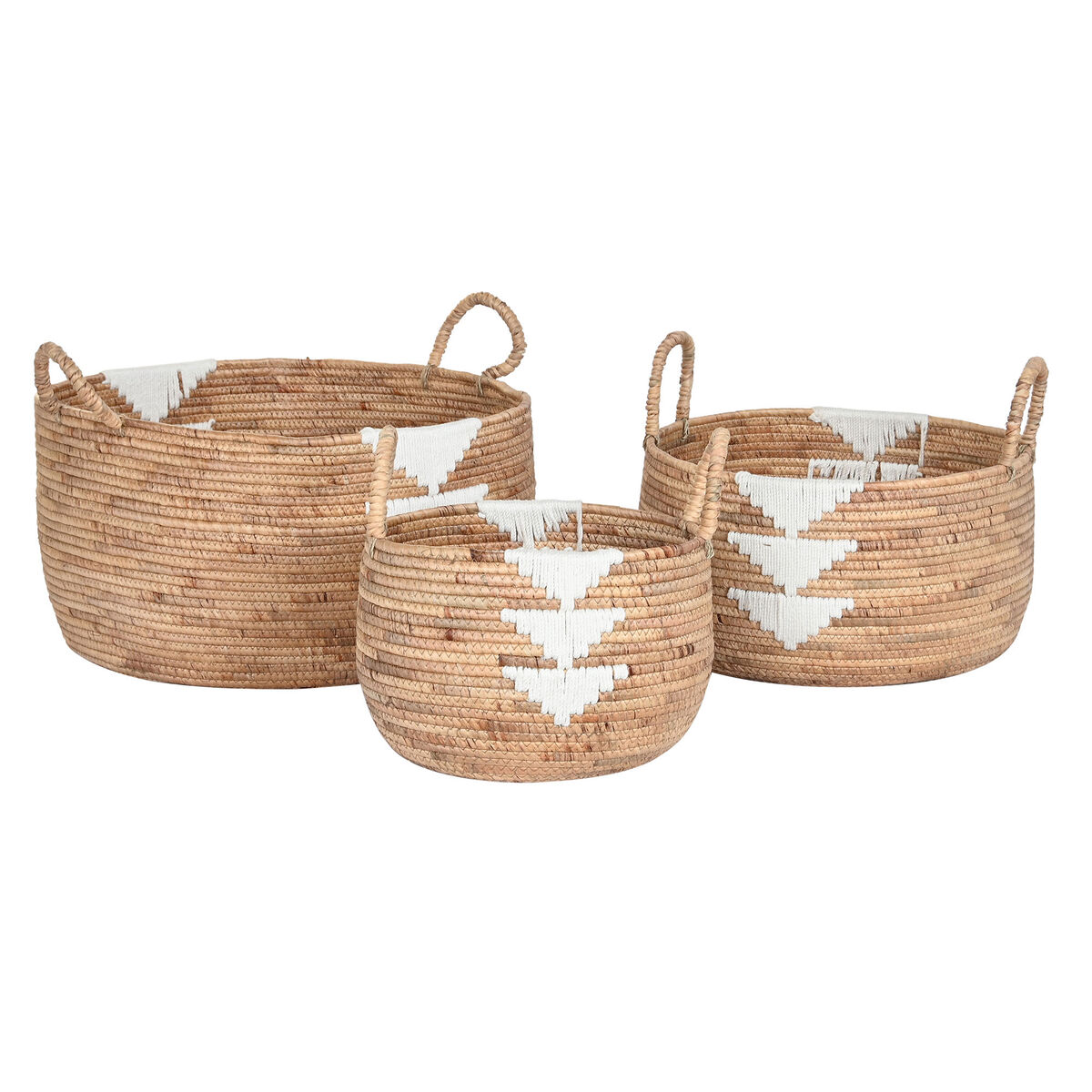 Juego de Cestas DKD Home Decor Blanco Natural Cuerda Hierba marina (3 Piezas)