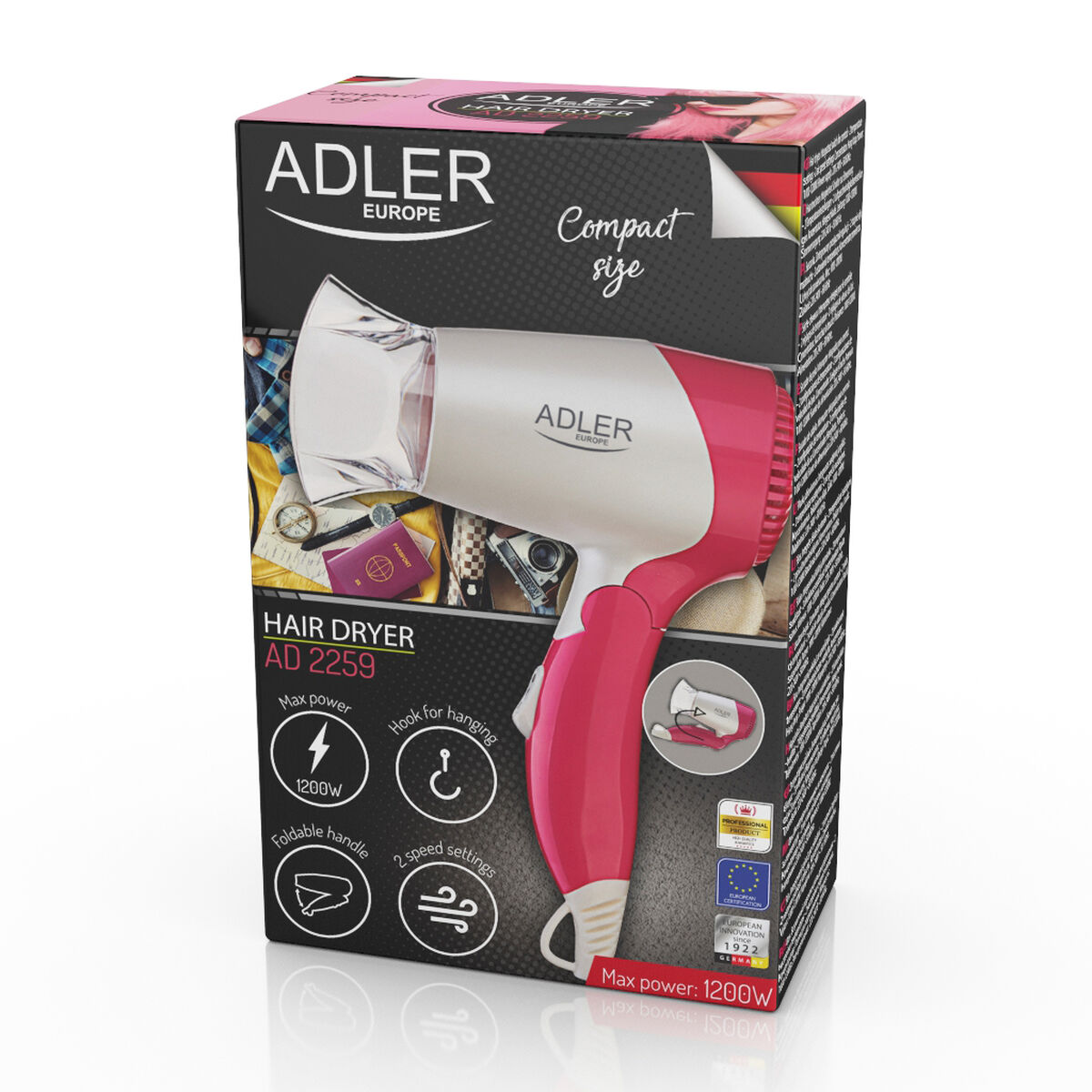 Secador de Pelo Adler AD 2259 Rosa 1200 W