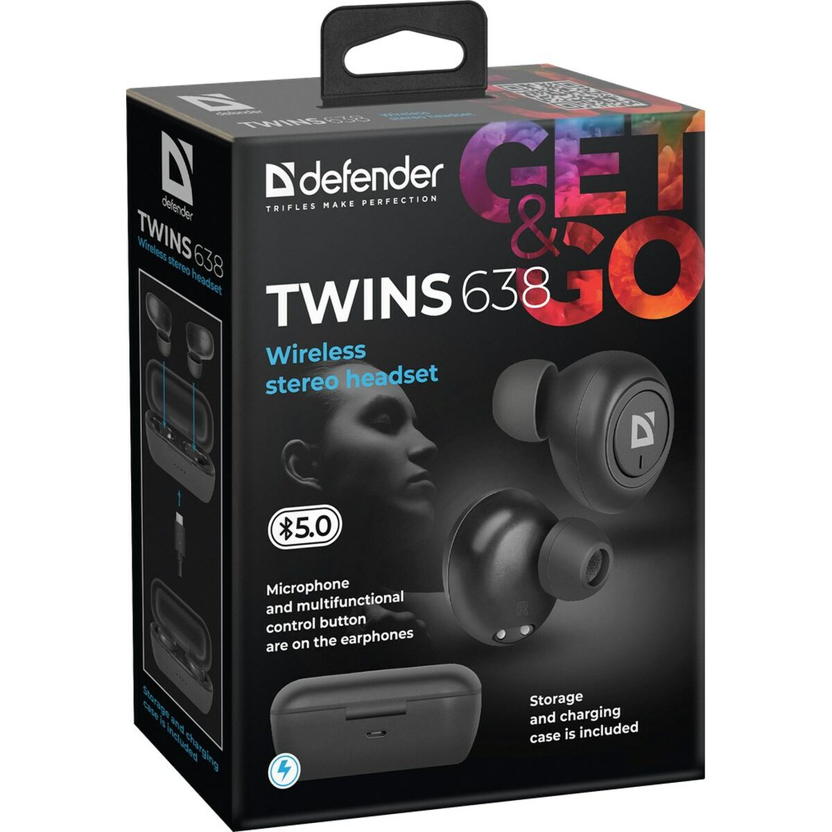 Auriculares in Ear Bluetooth Defender Twins 638 Negro