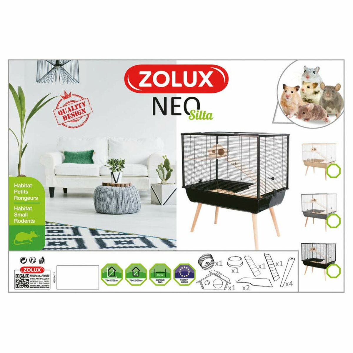 Jaula Zolux                                 78 cm Madera Metal Plástico Metal/Plástico (1 Pieza)