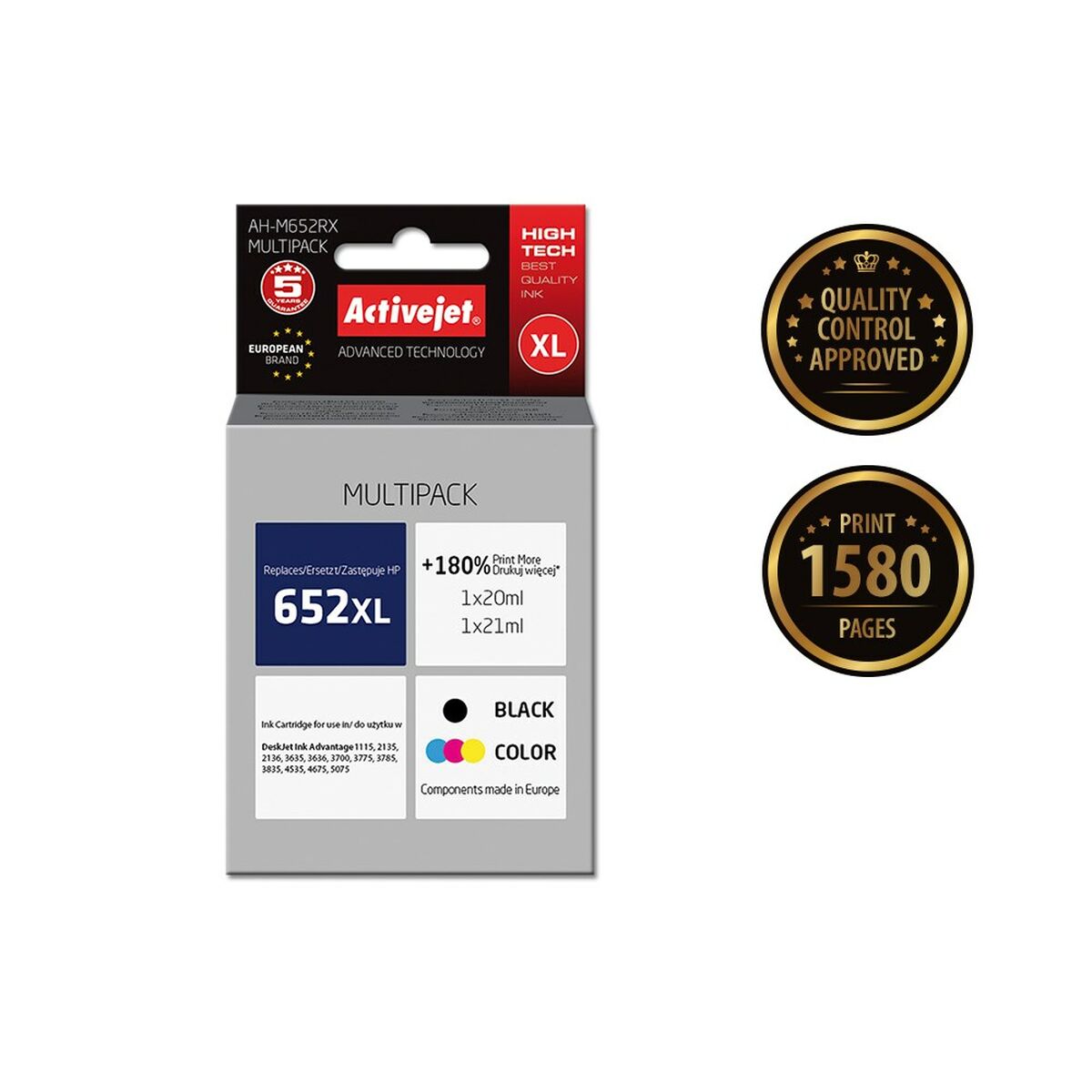 Cartucho de Tinta Original Activejet AH-M652RX Negro