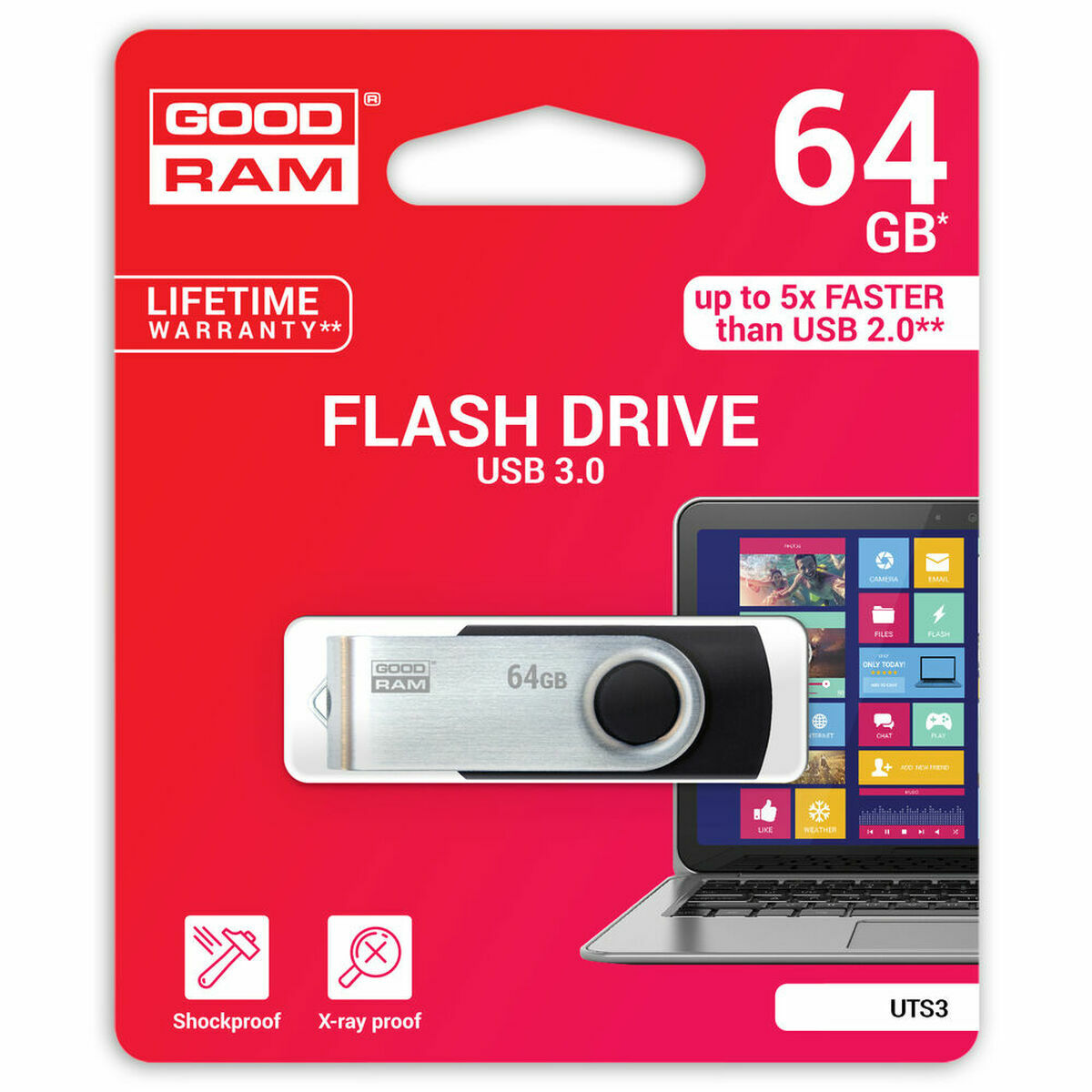 Memoria USB GoodRam UTS3-0640K0R11 USB 3.1 Negro 64 GB (1 unidad)