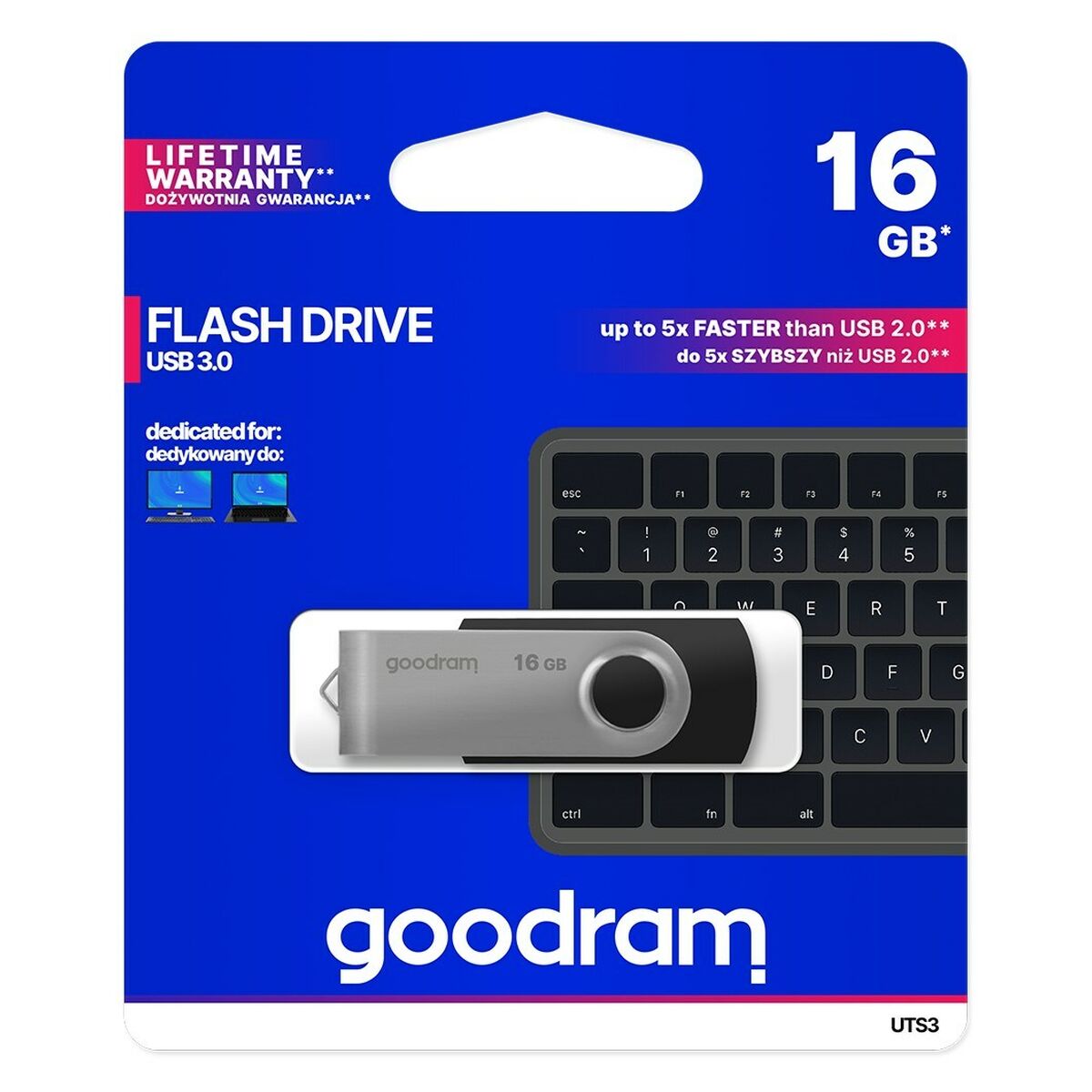 Memoria USB GoodRam UTS3-0160K0R11 USB 3.1 Negro 16 GB (1 unidad)