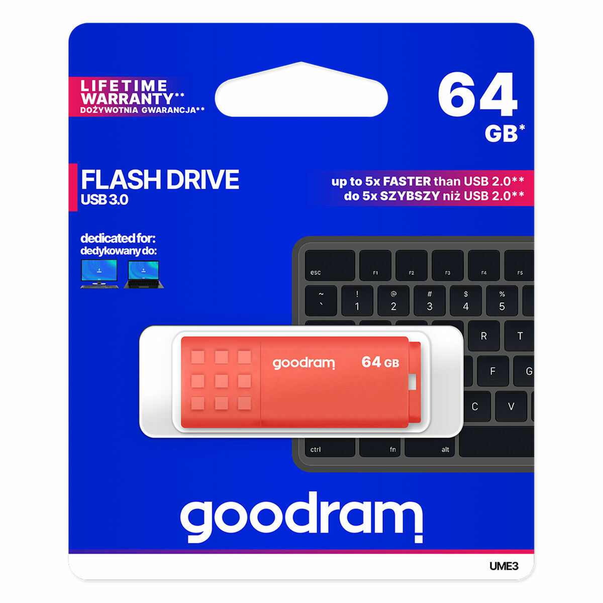 Memoria USB GoodRam UME3 Naranja 64 GB (1 unidad)