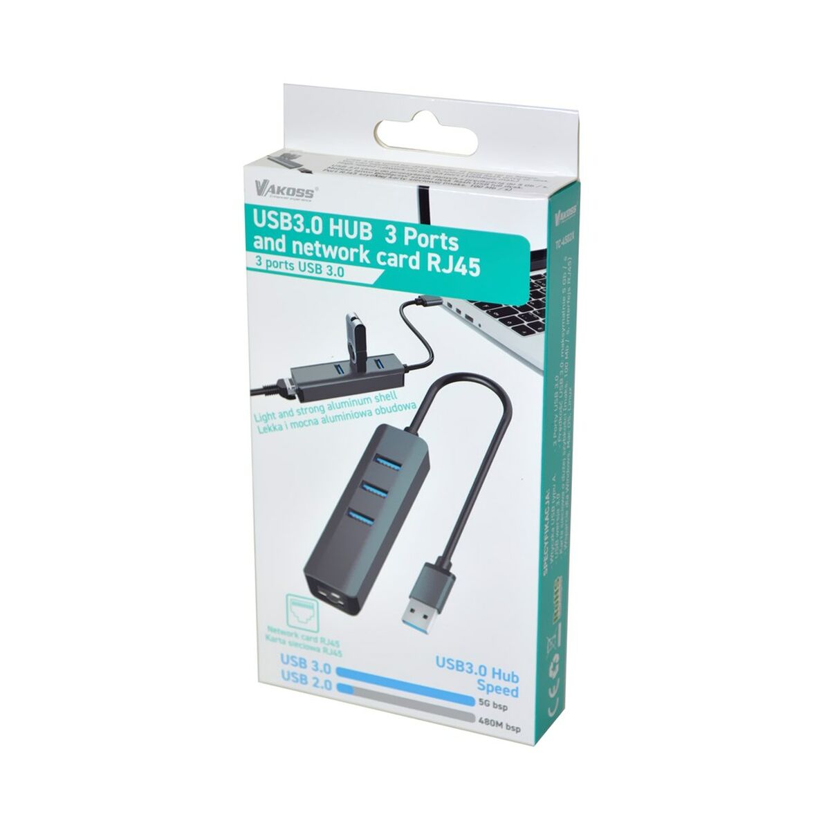 Hub USB Vakoss TC-4502X Gris
