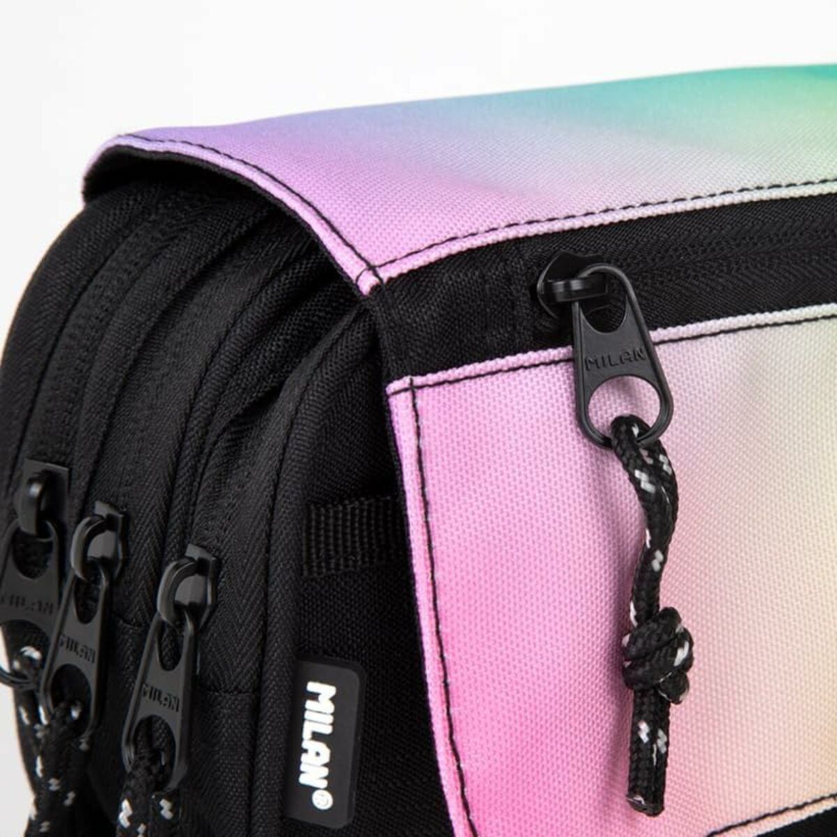 Estuche Escolar Milan Sunset Negro 13 x 24 x 10 cm