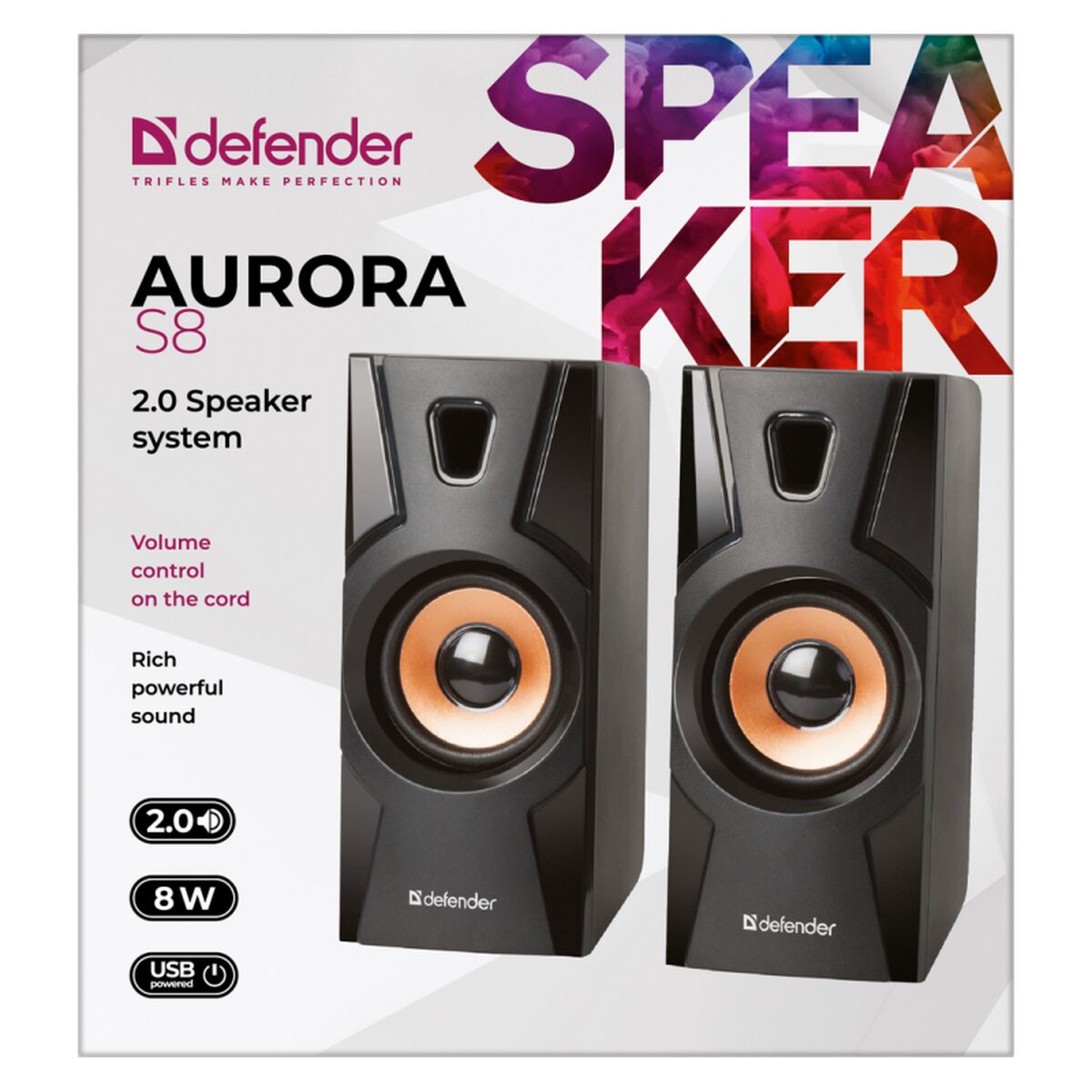 Altavoces PC Defender Aurora S8 8 W Negro