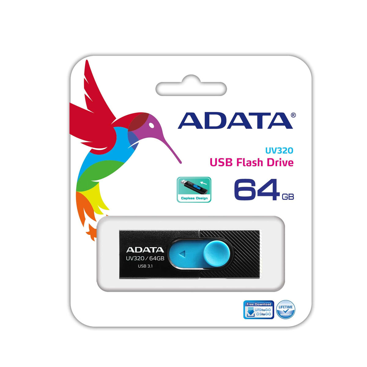 Memoria USB Adata UV320 64 GB Negro/Azul