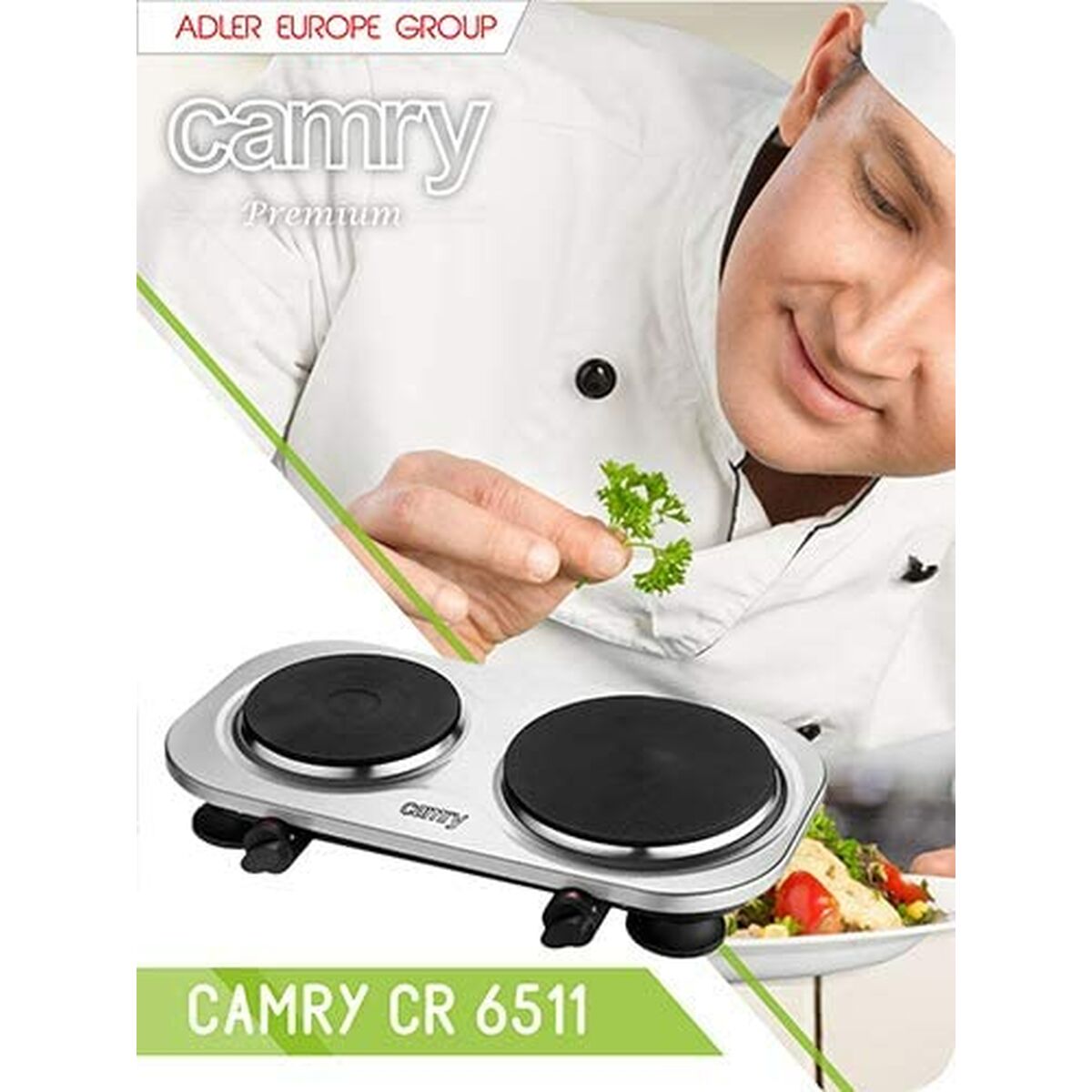 Placa Eléctrica de Cocción Adler CR 6511 Negro Acero 2500 W