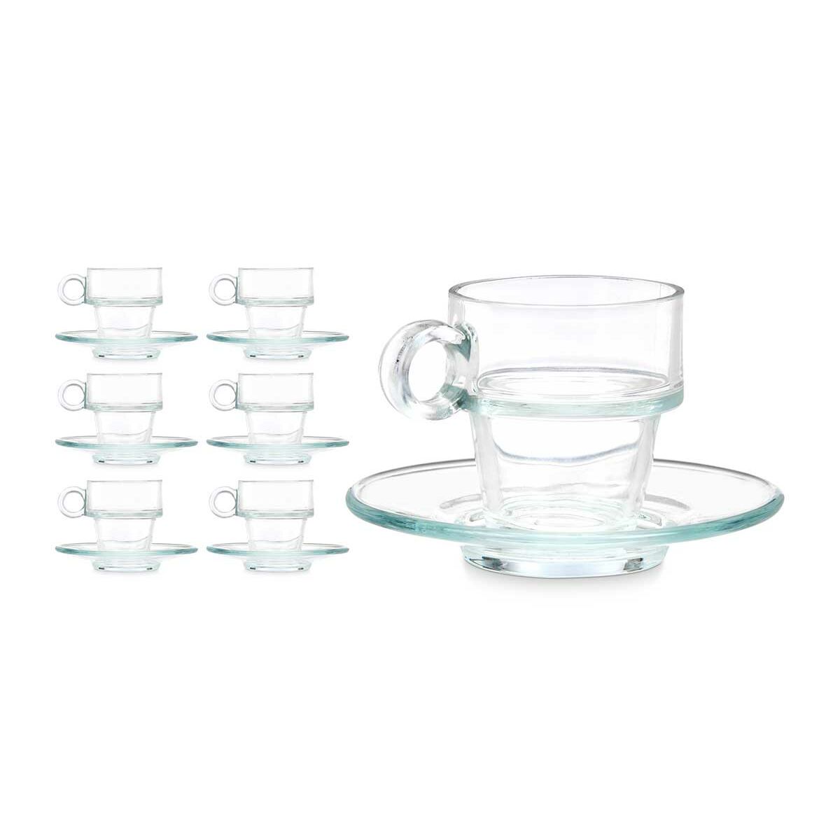 Taza con Plato Vivalto Transparente Vidrio 90 ml (6 Unidades)