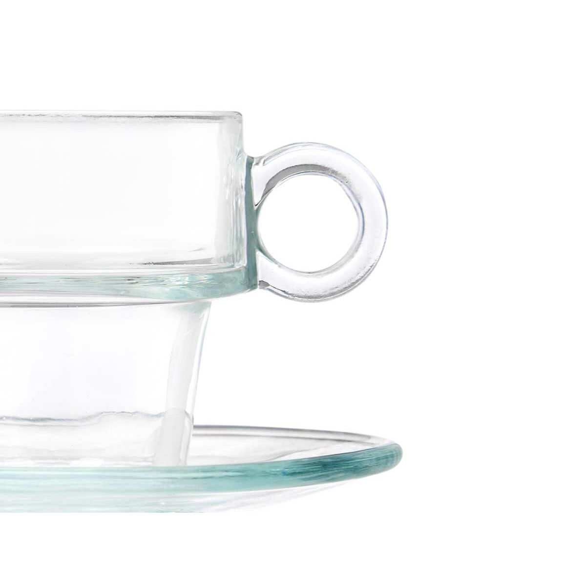 Taza con Plato Vivalto Transparente Vidrio 90 ml (6 Unidades)