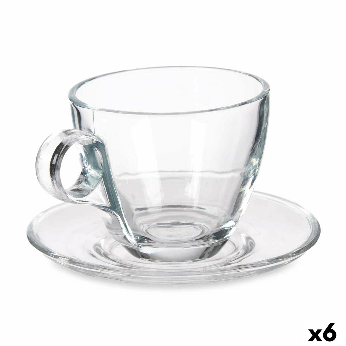 Taza con Plato Vivalto Transparente Vidrio 170 ml (6 Unidades)