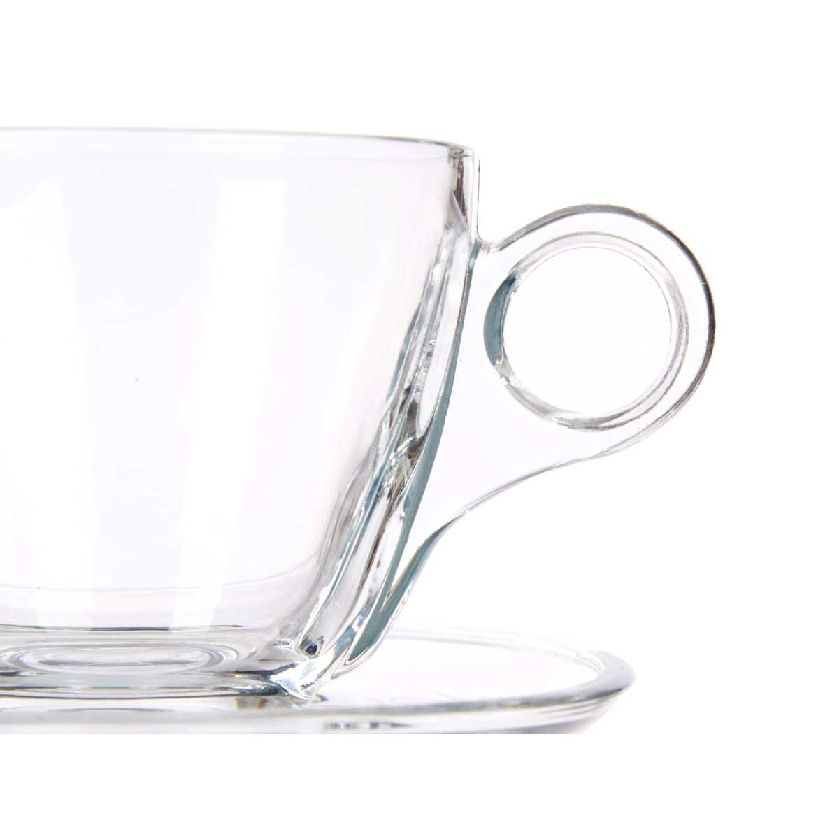Taza con Plato Vivalto Transparente Vidrio 170 ml (6 Unidades)