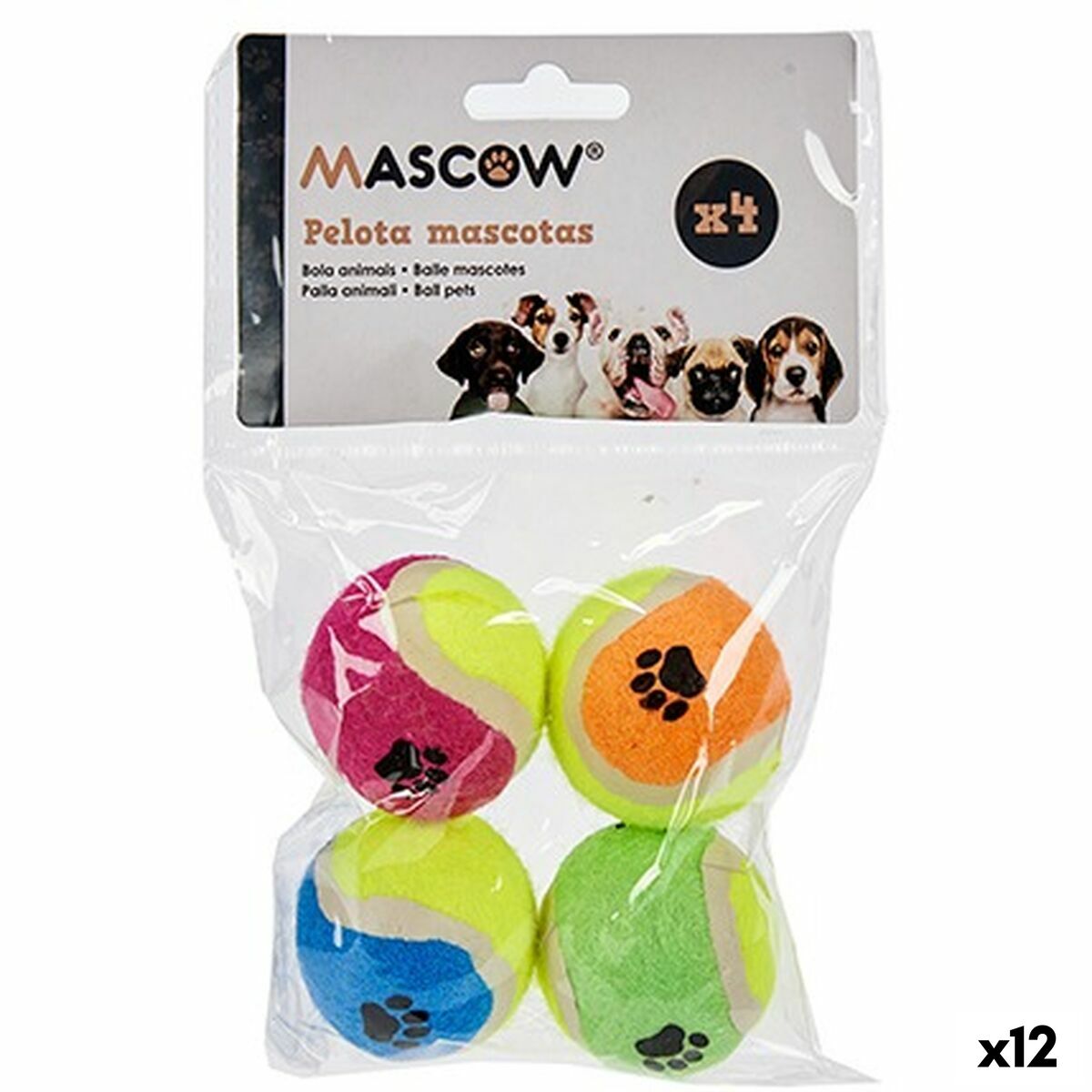 Juguete para perros Mascow Multicolor Polietileno Polipropileno ABS 12 x 17,5 x 4,5 cm 12,5 x 17,5 x 4,5 cm Pelota Ø 4,5 cm (12 