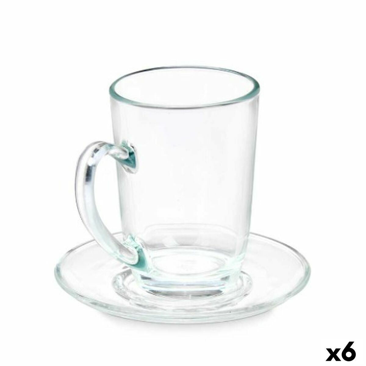 Taza con Plato Vivalto Transparente Vidrio 200 ml (6 Unidades)
