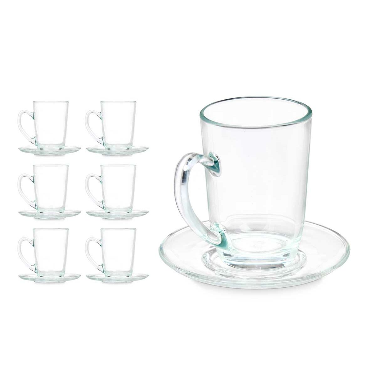 Taza con Plato Vivalto Transparente Vidrio 200 ml (6 Unidades)