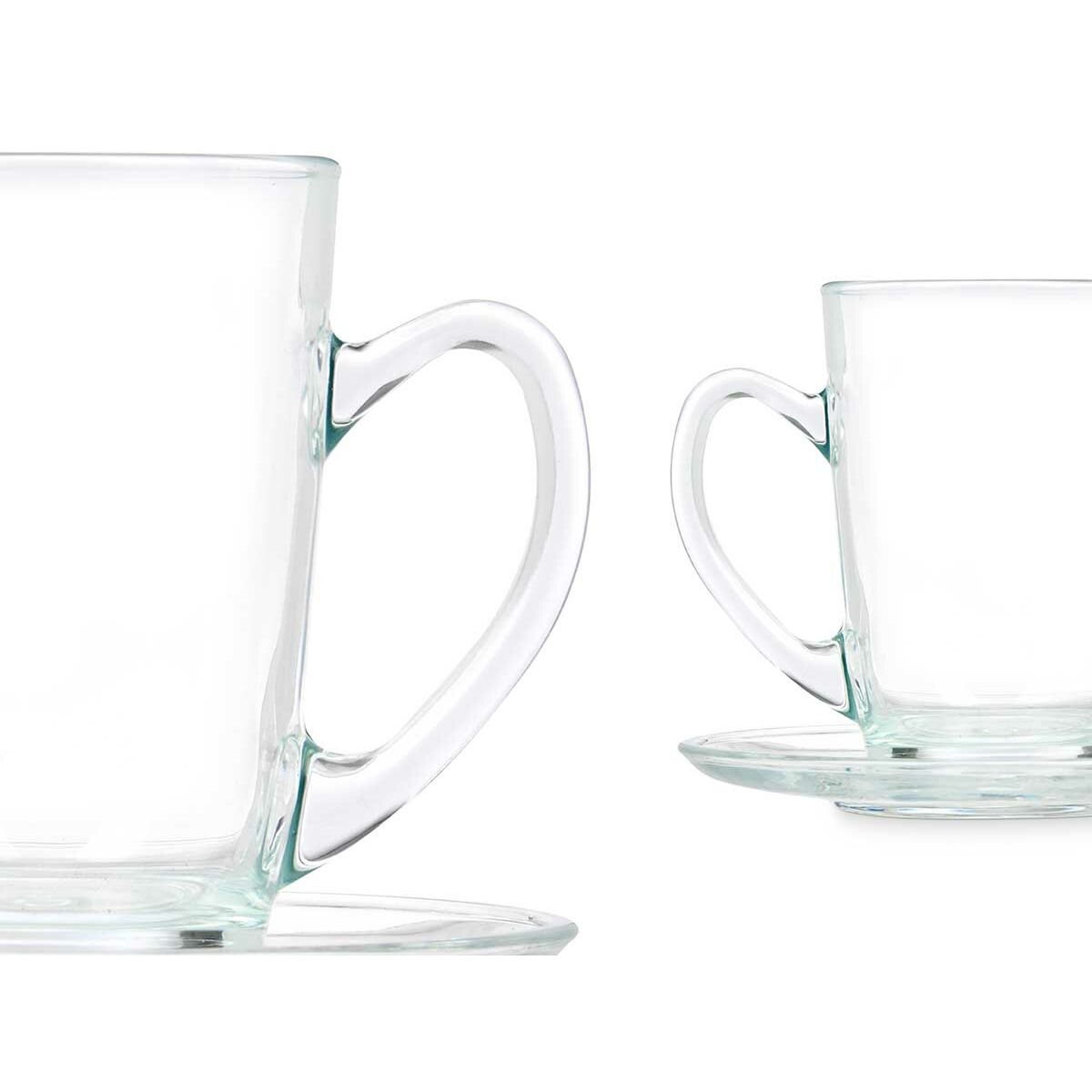 Taza con Plato Vivalto Transparente Vidrio 200 ml (6 Unidades)