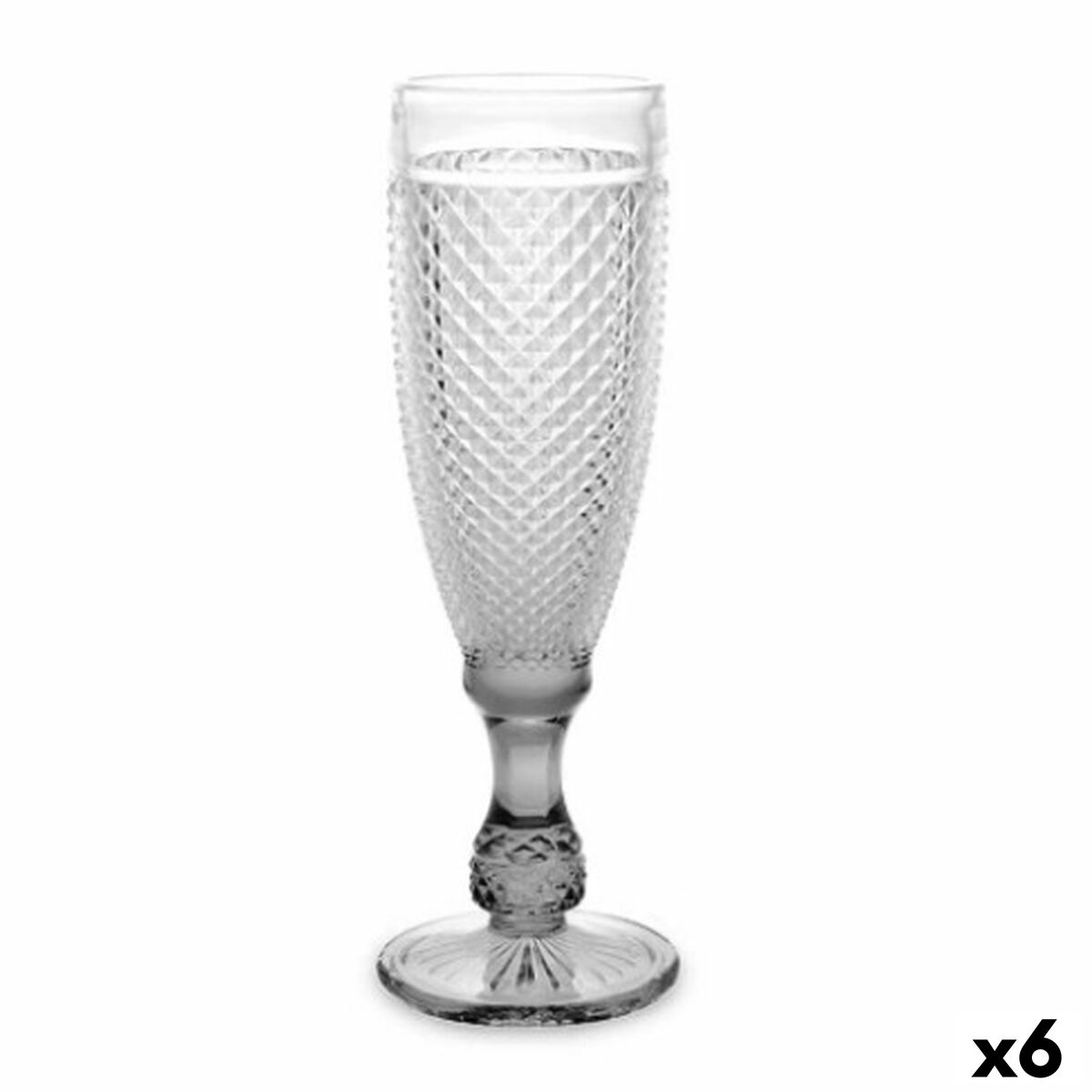 Copa de champán Vivalto Transparente Antracita Vidrio 185 ml Diamante (6 Unidades)