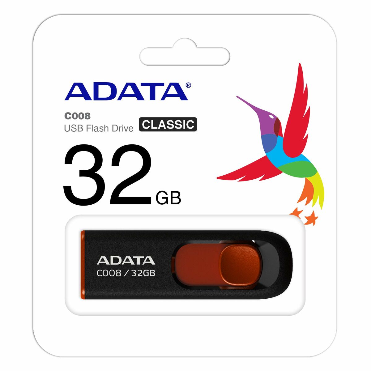 Memoria USB Adata AC008-32G-RKD 32 GB Negro/Rojo