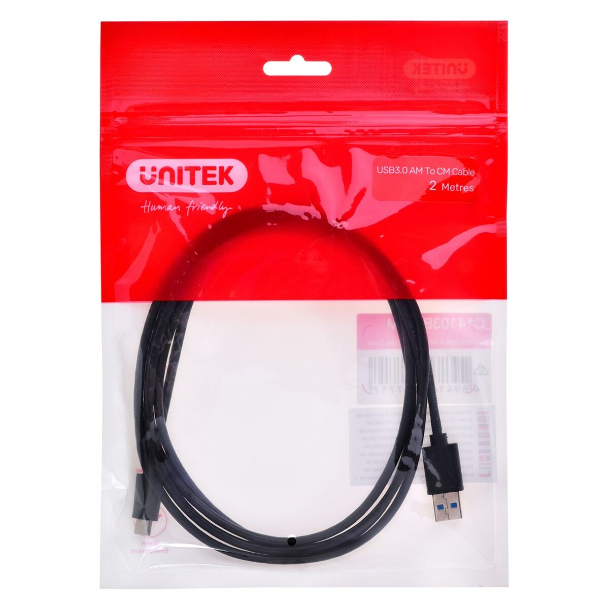 Cable USB A a USB C Unitek C14103BK-2M Negro 2 m
