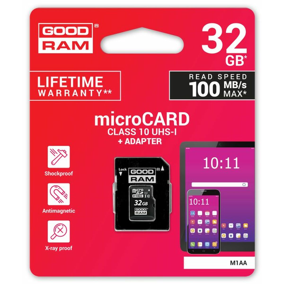 Tarjeta de Memoria Micro SD con Adaptador GoodRam M1AA-0320R12 32 GB UHS-I Clase 10 100 Mb/s