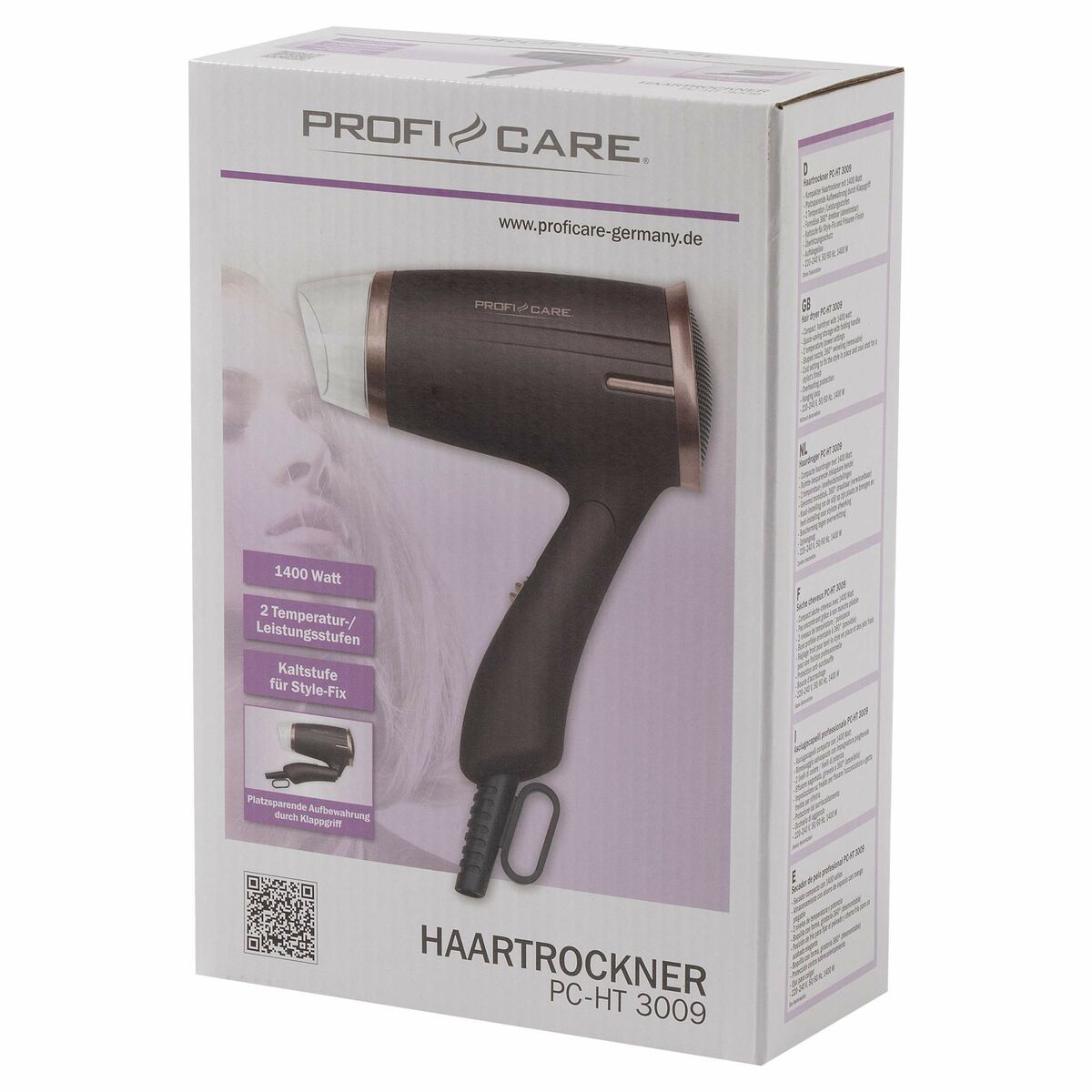 Secador de Pelo ProfiCare PC-HT 3009 Oro Bronce 1400 W