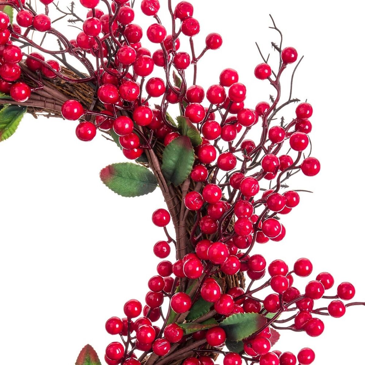 Corona de Navidad Rojo Verde Ratán Plástico 45 x 45 cm