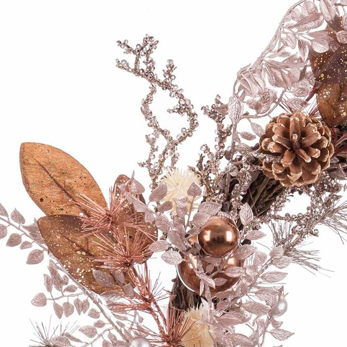 Corona de Navidad Cobre Ratán Plástico Piñas 55 cm