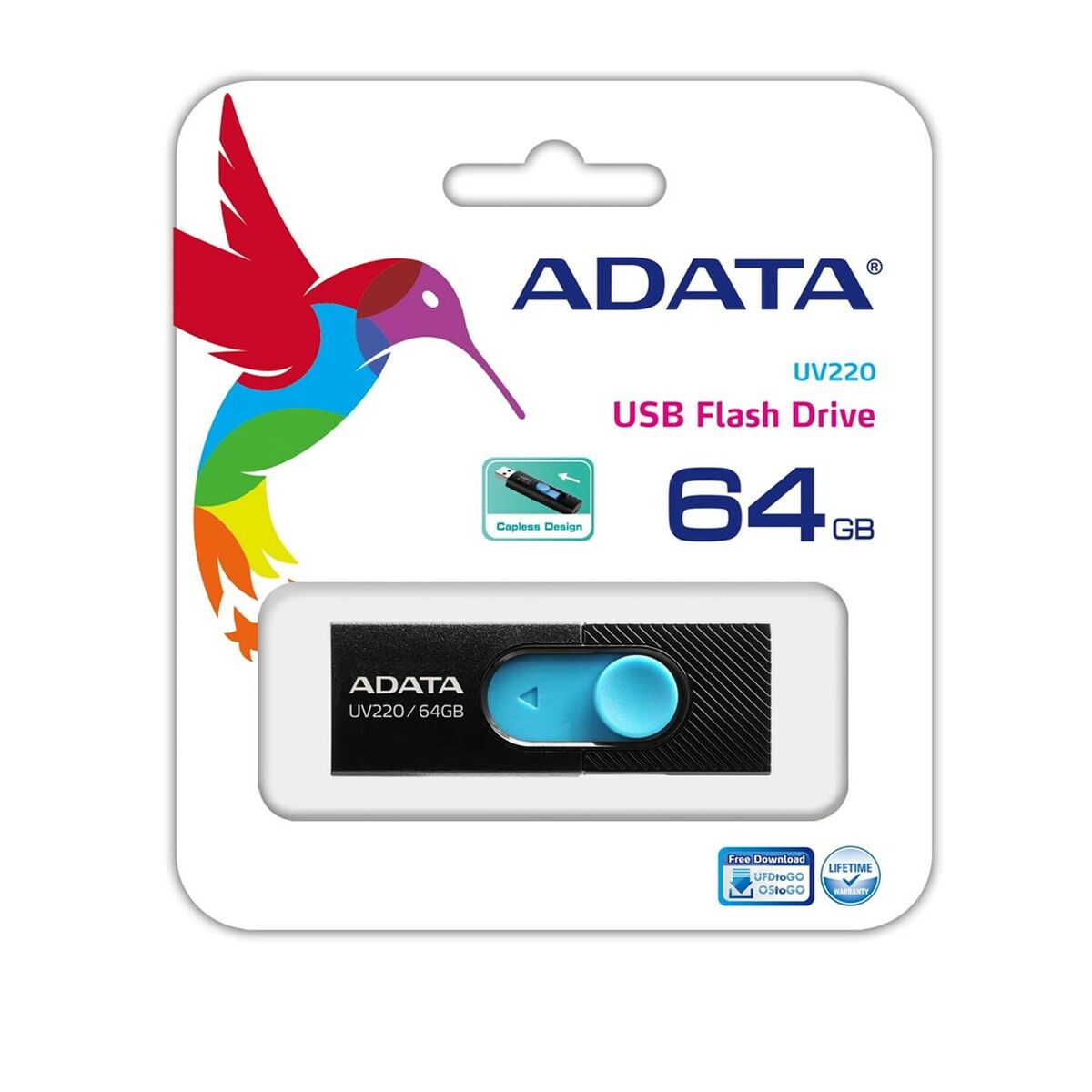Memoria USB Adata UV220 64 GB Negro/Azul