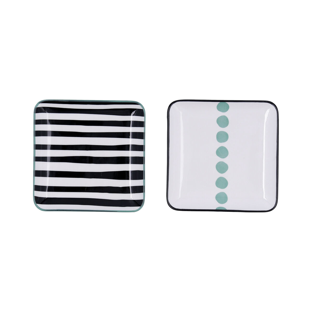 Bandeja de Aperitivos Bidasoa Zigzag Multicolor Cerámica Cuadrada 15 x 15 cm 2 Unidades