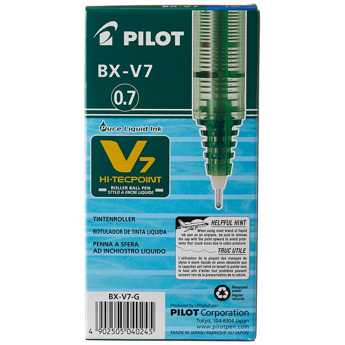 Boligrafo de tinta líquida Pilot V-7 Hi-Tecpoint Verde 0,5 mm (12 Unidades)
