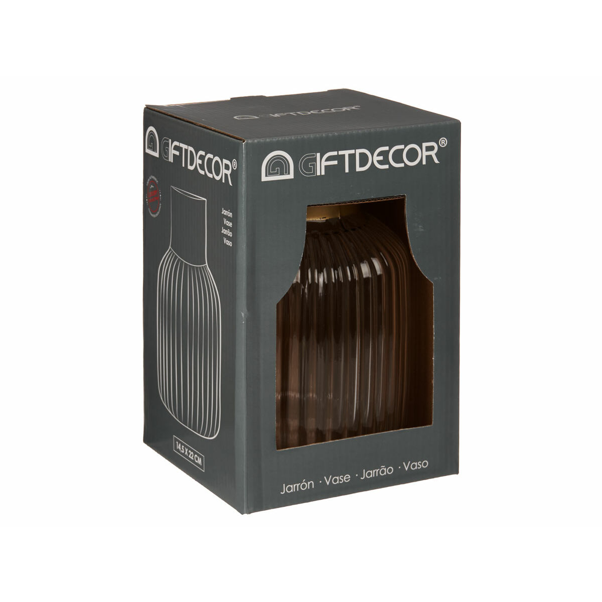 Jarrón Gift Decor Transparente Dorado Vidrio 14,5 x 22 x 14,5 cm (6 Unidades)