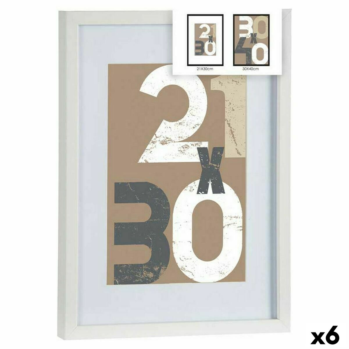 Portafotos de Pared Gift Decor Blanco Vidrio Madera MDF 30 x 40 cm (6 Unidades)