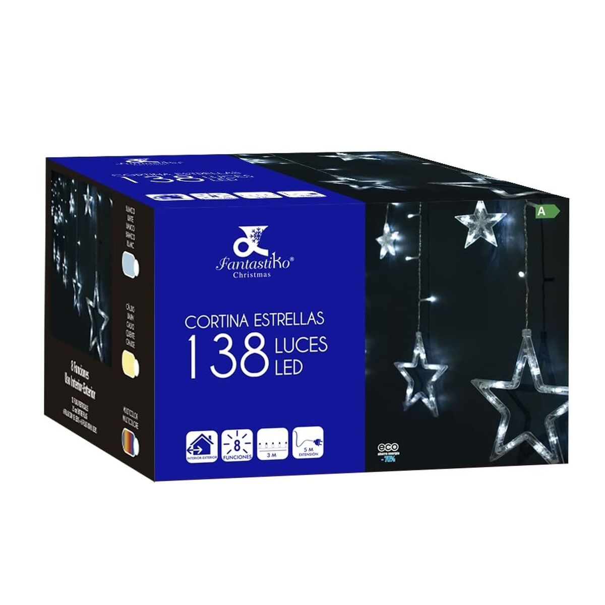 Cortina de Luces LED Estrellas Blanco 8 m 22 x 20 x 14 cm 22 X 19,5 X 14 CM