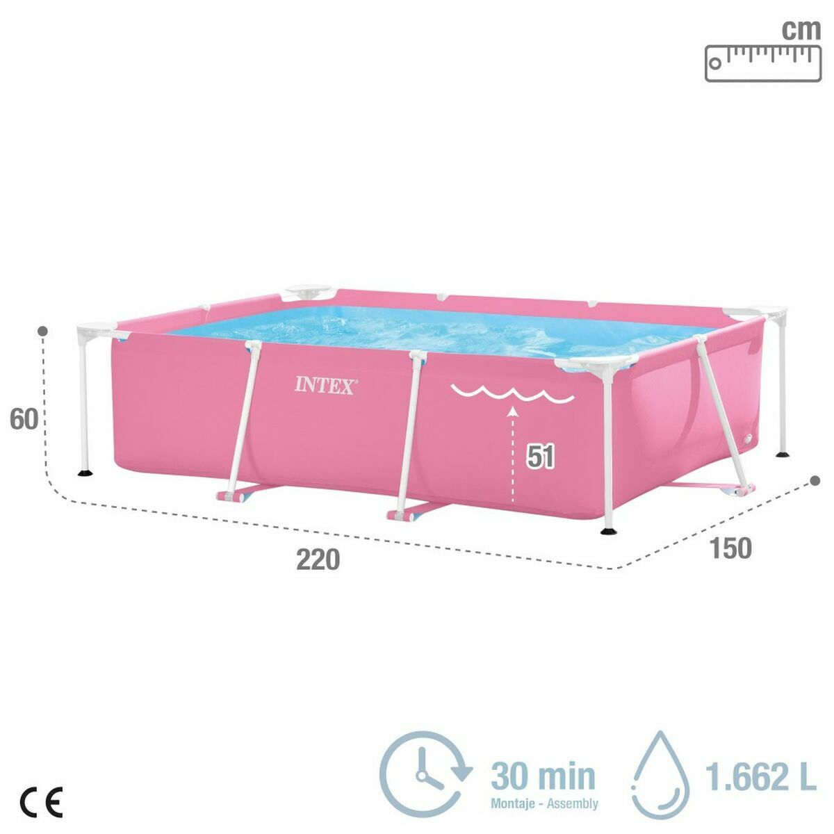 Piscina Desmontable Intex 220 x 150 x 60 cm Rosa 1662 L
