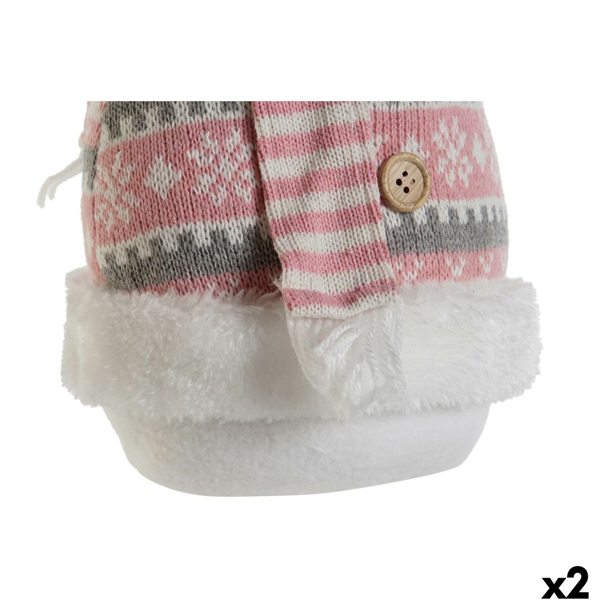 Muñeco de Nieve DKD Home Decor Blanco Marrón Rosa 30 x 16 x 33 cm (2 Unidades)