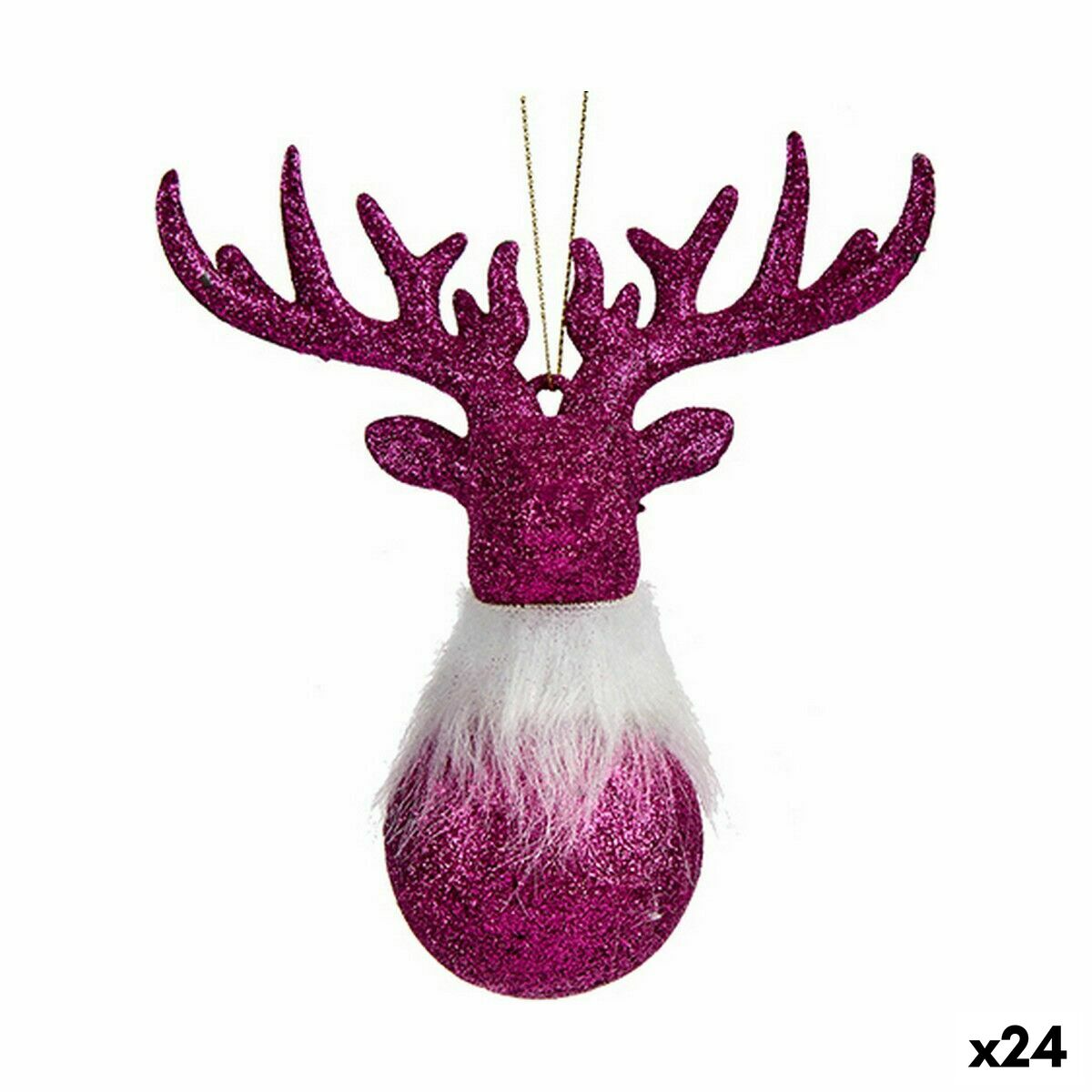 Adorno Navideño Krist+ Fucsia Plástico Purpurina Reno 14 x 15,5 x 7 cm 13,5 x 15,5 x 7 cm (24 Unidades)