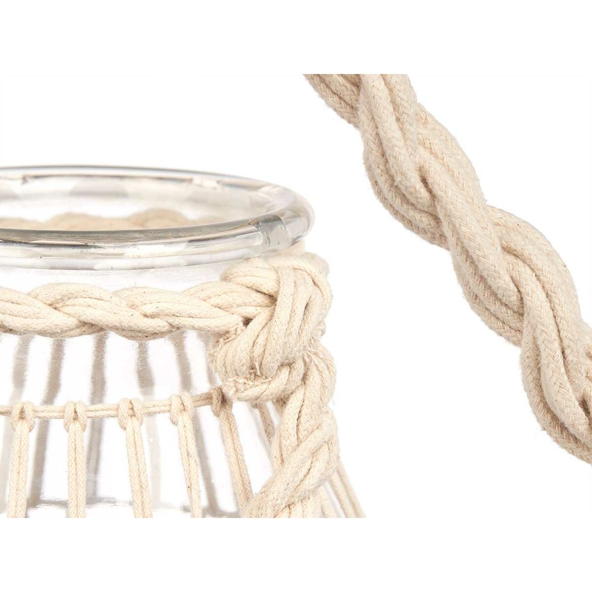 Portavelas Gift Decor Blanco Transparente Vidrio Cuerda 17 x 25 cm 17 x 27 x 17 cm Bote (4 Unidades)