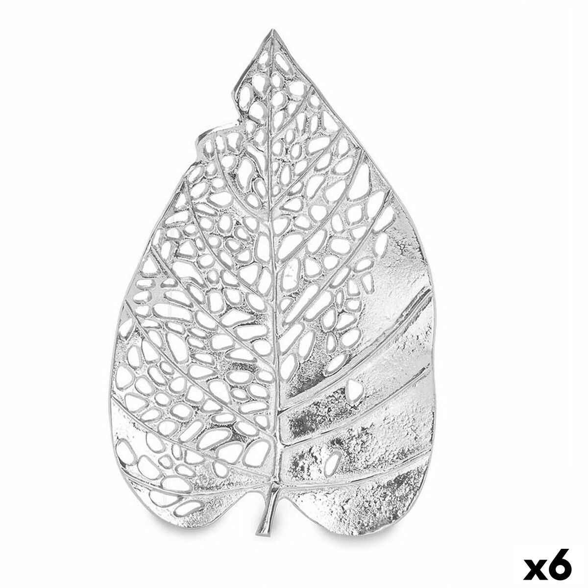 Figura Decorativa Gift Decor Plateado Plata Hoja 40,5 x 4 x 26 cm (6 Unidades)