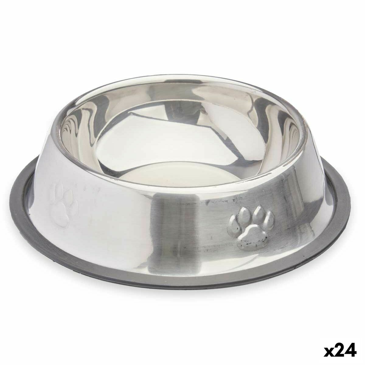 Comedero para Perro Mascow Gris Plateado Goma Metal 18 x 4,5 x 18 cm 35 x 0,03 x 25 cm (24 Unidades)