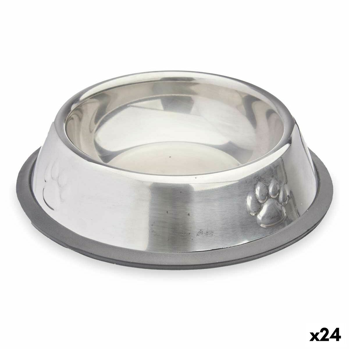 Comedero para Perro Mascow Gris Plateado Goma Metal 15 x 4 x 15 cm 16 x 3,5 x 16 cm (24 Unidades)