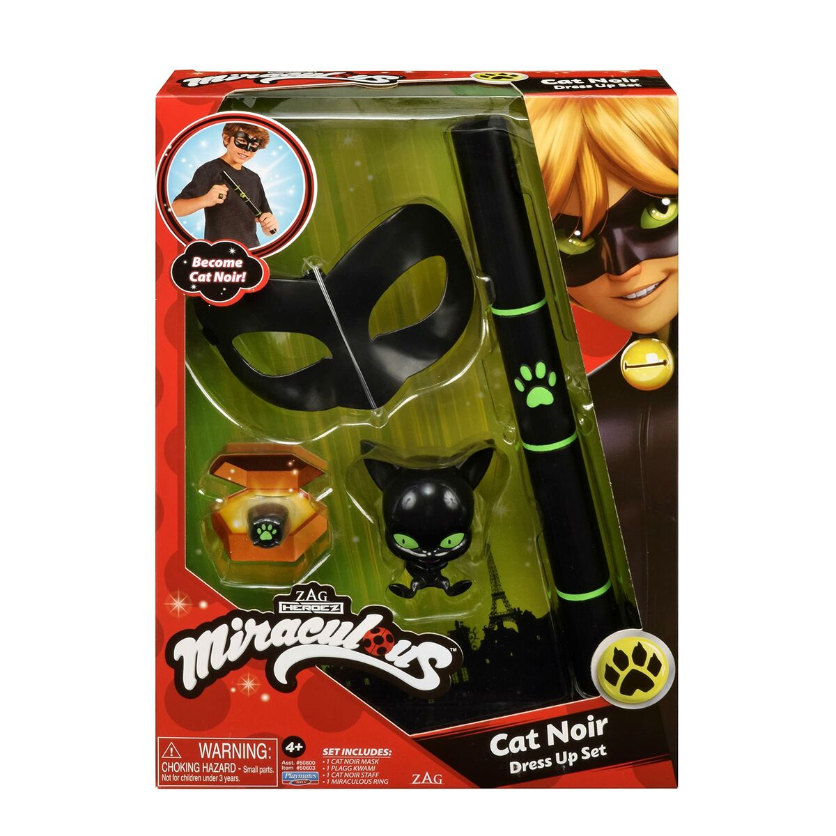 Disfraz para Niños Miraculous: Tales of Ladybug & Cat Noir Transformation Set - Cat Noir 4 Piezas Negro Multicolor