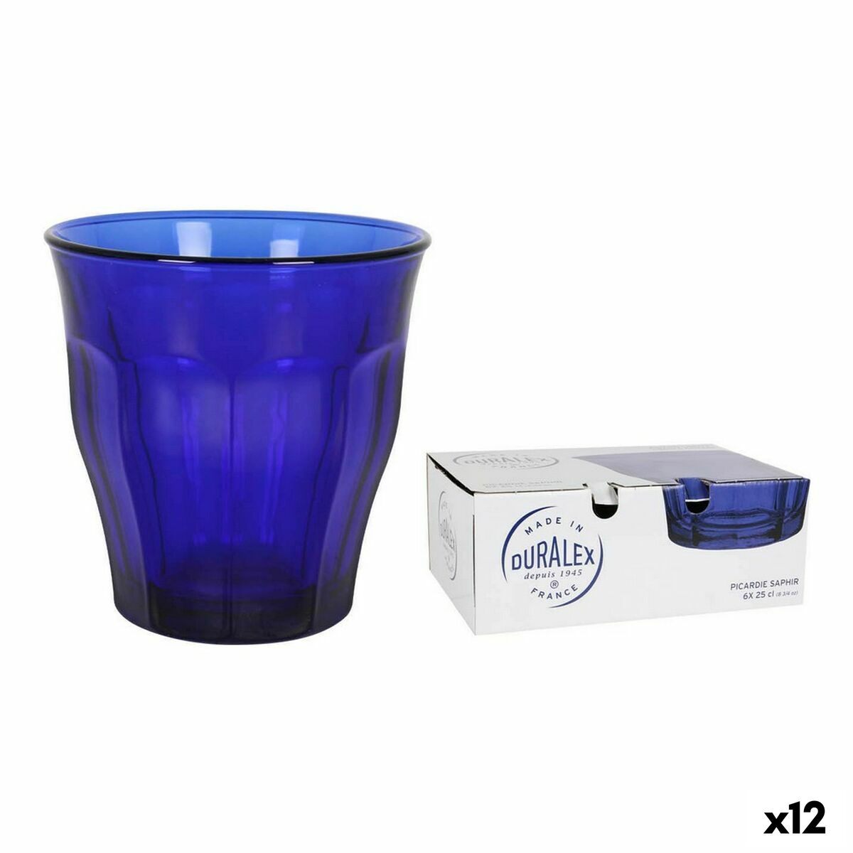 Set de Vasos Duralex Picardie Azul Cristal 6 Piezas 250 ml (12 Unidades)