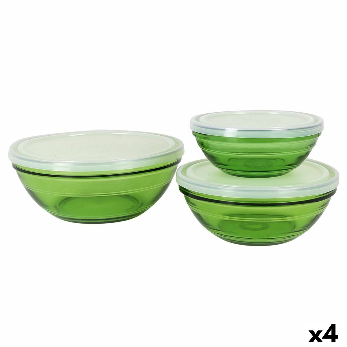 Set de Cuencos Duralex   Verde Con Tapa 3 Piezas (4 Unidades)