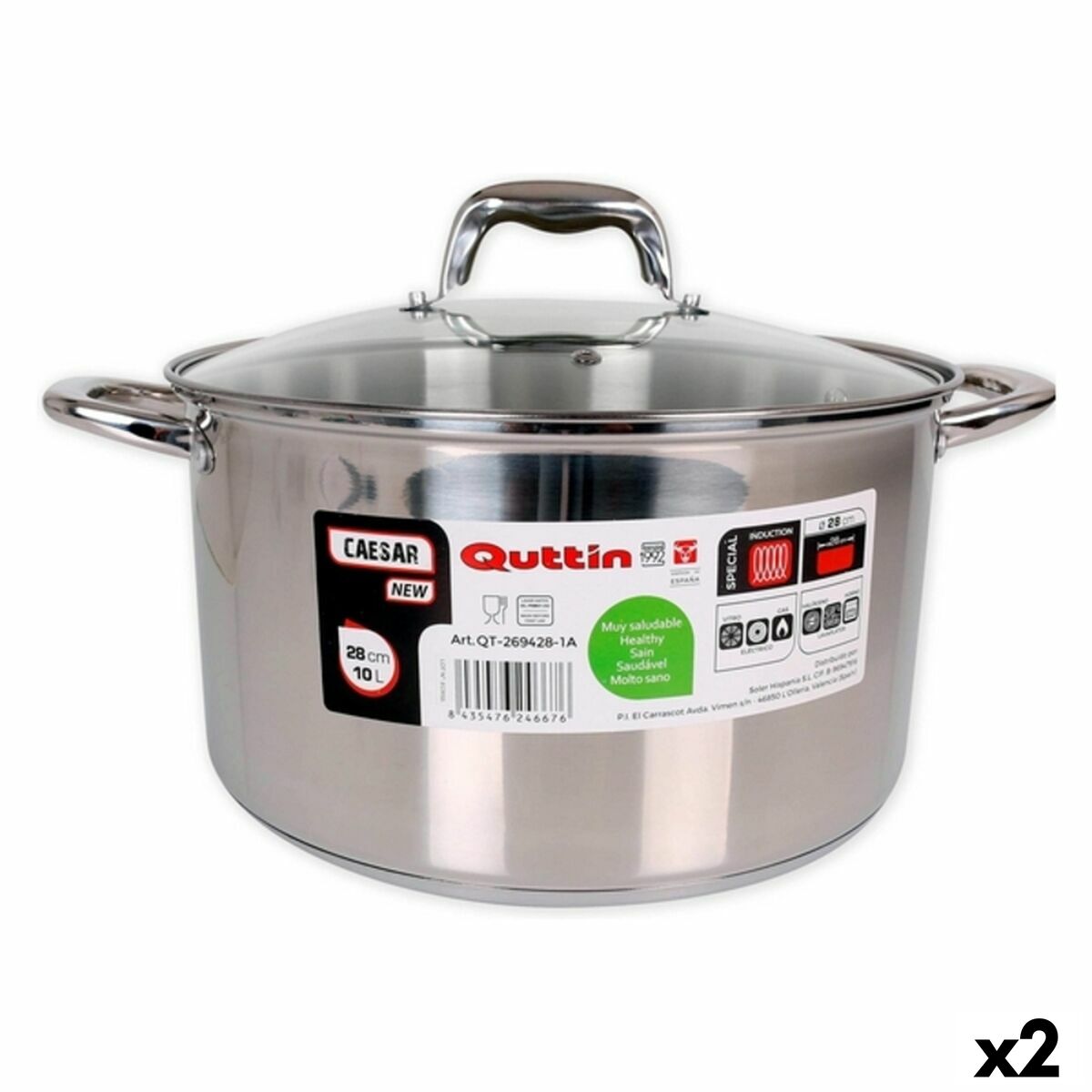 Olla Quttin 139513 Acero 10 L (2 Unidades)